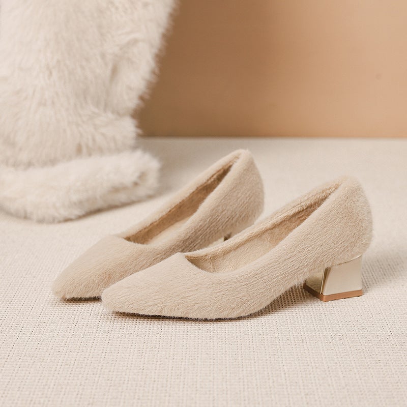 French Evening Style Elegant Fairy High Heeled Shoes Fashionable Pointed Shallow Mouth Thin Heeled Shoes - Image 1